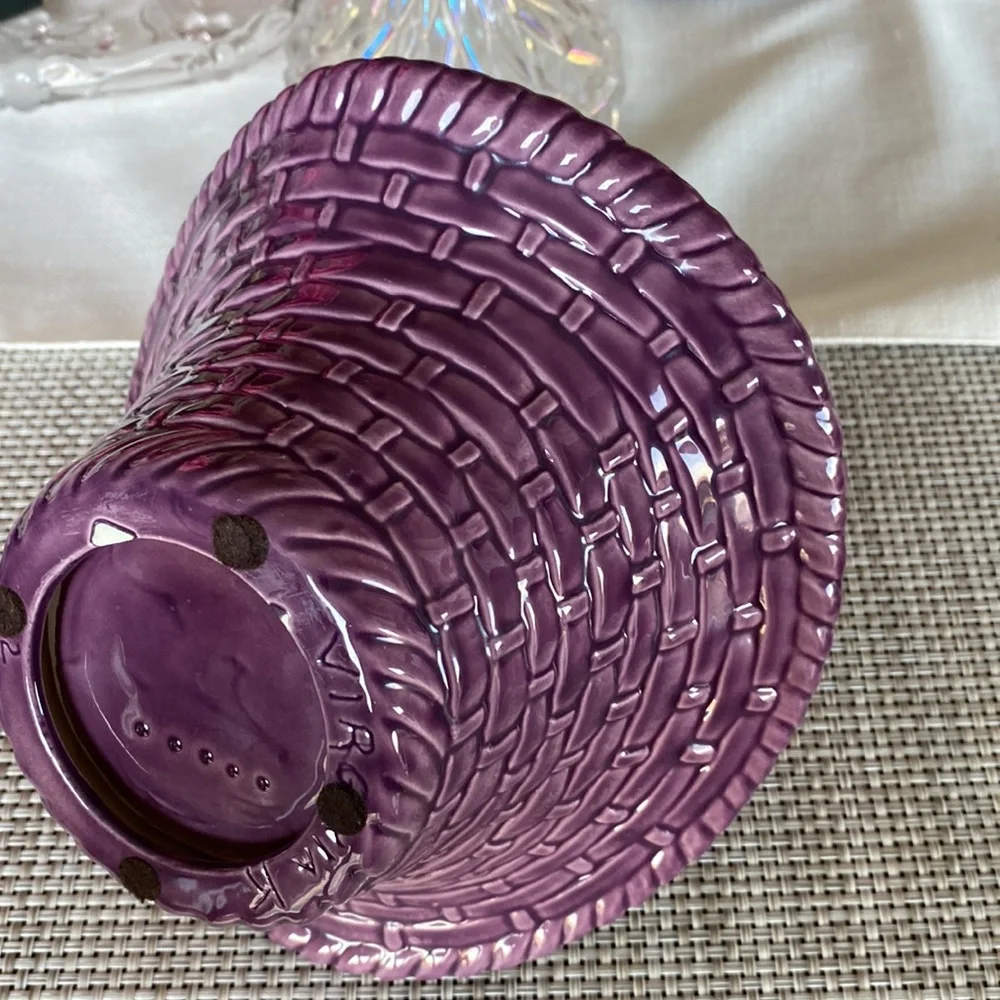 Plum Hand Made Vintage Ceramic Handled Basket!